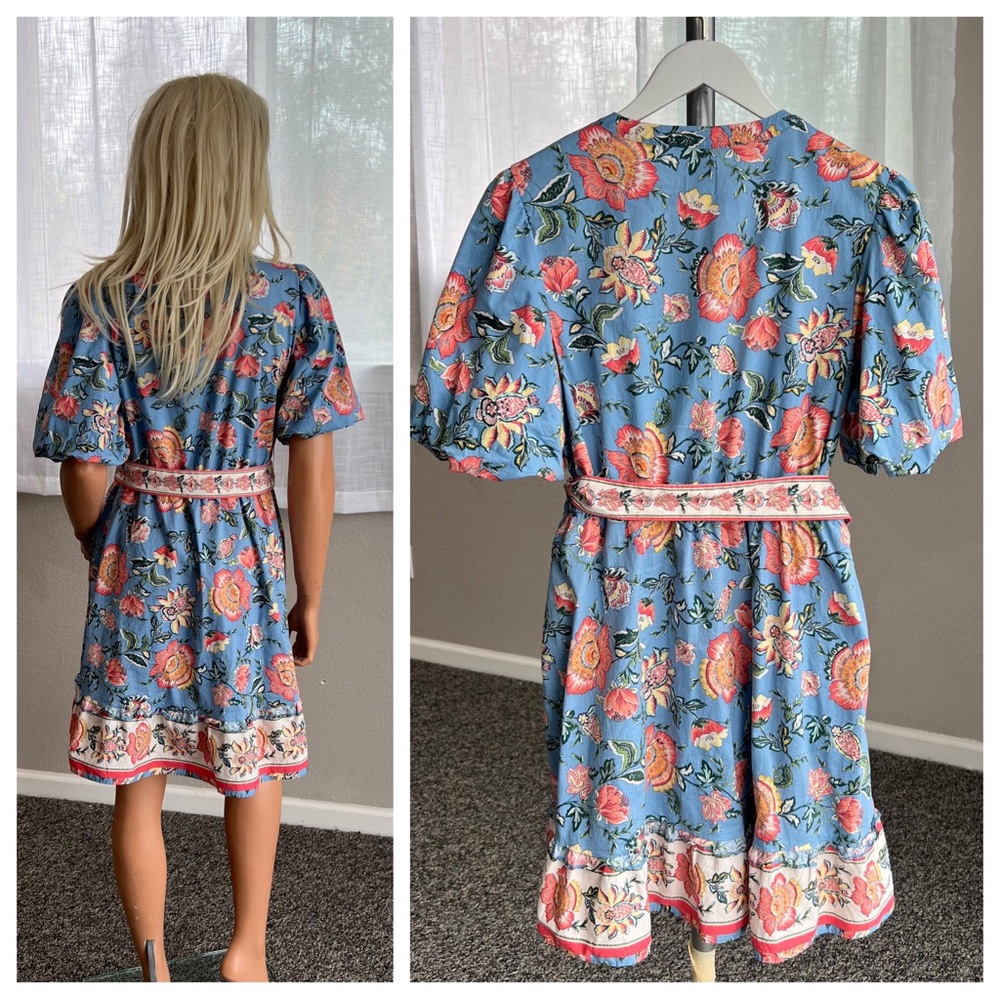 JOIE Baha Floral Puff Sleeve Belter Mini Cotton Dress - Picture 2 of 11